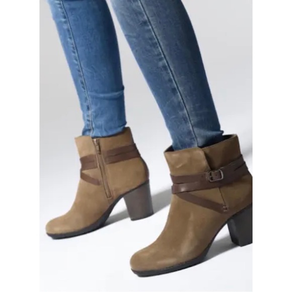 NEW Clarks Enfield Sari Olive Leather Suede Ankle Boots, Size UK 7D, US 9½M - Picture 2 of 16